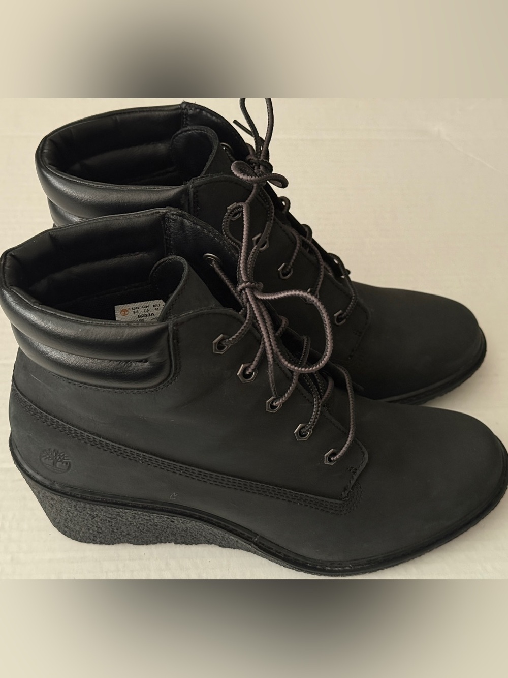 Timberland Black Leather Amston Wedge Ankle Boots or Booties Women's Size 9.5